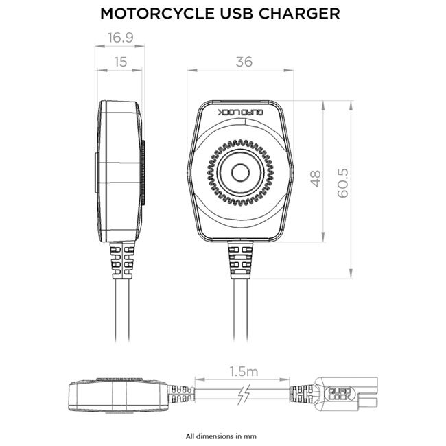 Quadlock Motorcycle USB Charger