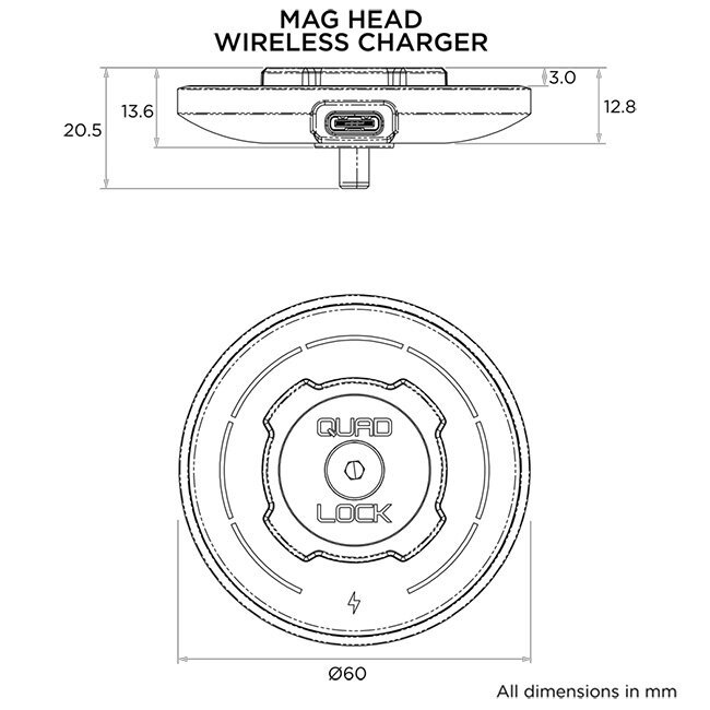 Quad Lock MAG Wireless Charging Head for Car/Desk - Accessories and  Tools-Mounts : Motomail - New Zealand's Motorcycle Gear Superstore - Quad  Lock Quad Lock