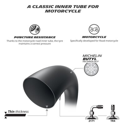 Michelin 130/70-17 (140/70- 130/80- 120/90) Tube TR4 Valve-michelin-Motomail - New Zealand's Motorcycle Superstore