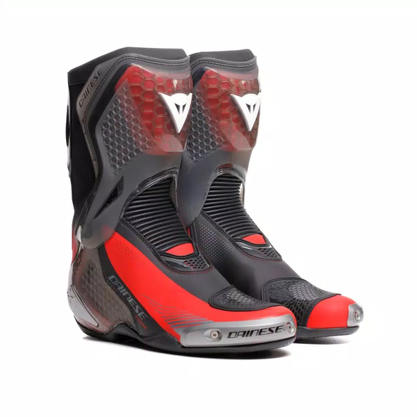 BIESSE 39-47 Road Track Racing Motorcycle Boots – CE Approved, Black/Red, Waterproof, Men's & Women's