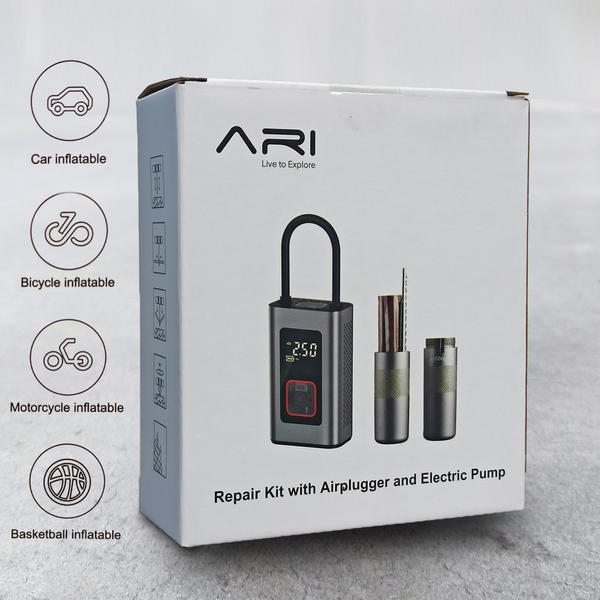 ARI Tyre Repair Kit with Airplugger and Electric Pump